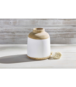 MudPie Natural/White Two-Tone Vase