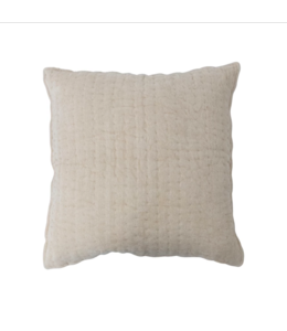 Creative Co-Op Quilted Cotton Chenille Pillow w/ Kantha Stitch