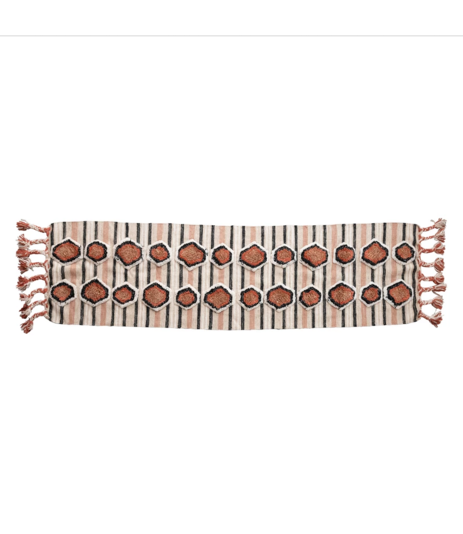 Creative Co-Op Cotton Tufted Kilim Floor Runner with Braided Tassels