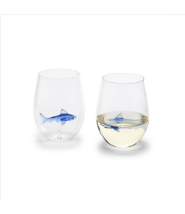 Two's Company Great White Shark Stemless Wine Glass