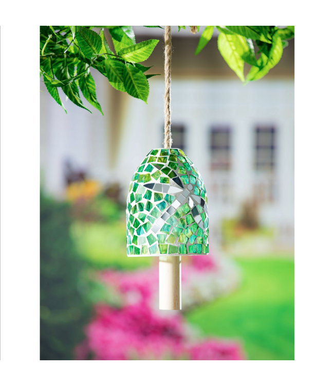 Evergreen Green with Dragonfly Mosaic Bell Chime