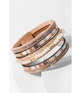 Saachi Cheerful Beaded Multi-Strand Leather Bracelet