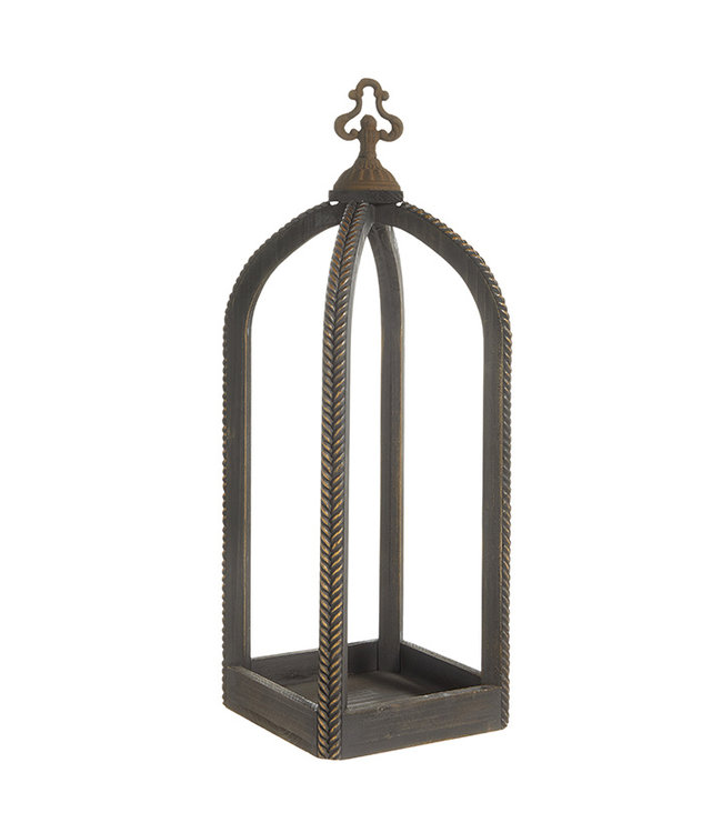 RAZ Imports Herringbone Applique Square Open Lantern