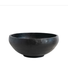 Bloomingville Mango Wood Bowl, Combed Finish, Black