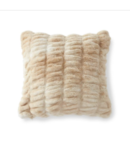 K&K Interiors Cream & Tan Ribbed Faux Fur Pillow