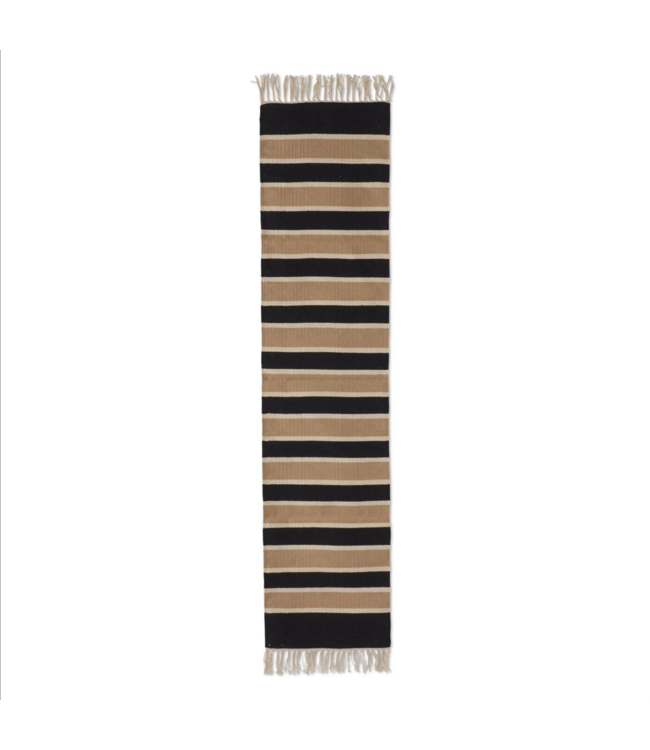 K&K Interiors Black Cream & Tan Table Runner