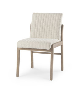 Mercana Tahoe Cream Boucle Upholstered and Light Brown Wood Armless Dining Chair