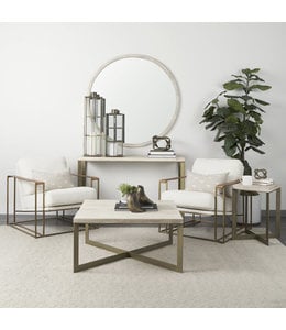 Mercana Faye Barely Gray Finished Wood W/Gold Metal Base Console Table