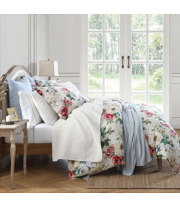 Hiend Accents Peony Washed Linen Bedding Set- King Cream