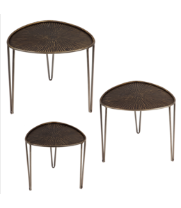 Evergreen Leaf Shape Metal Nested Side Tables, Set of 3