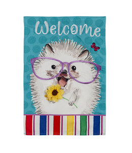 Evergreen Hedgehog Pal Garden Linen Flag