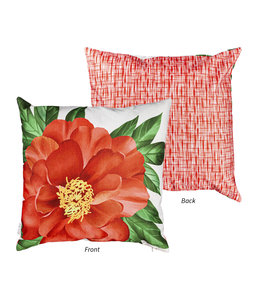 Evergreen Blooming Red Outdoor Pillow Cover