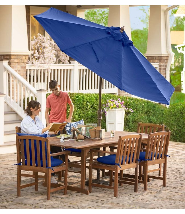 Plow & Hearth Lancaster Outdoor Furniture Collection, Eucalyptus Wood Extension Table and 6 Chairs