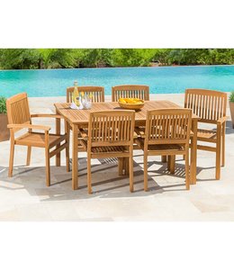 Plow & Hearth Teak Dining Set, Table & 6 Chairs
