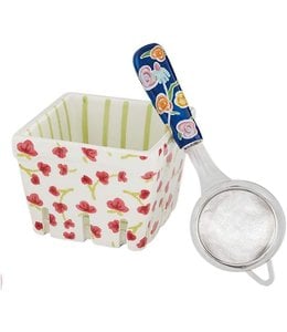 MudPie Pink Floral Berry Basket Set