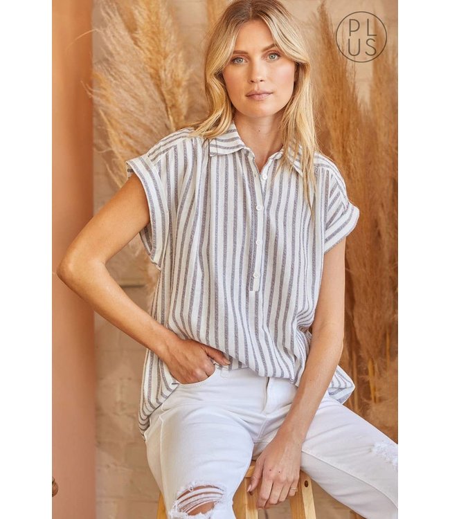 Andree Striped Dolman Sleeves Shirt Top