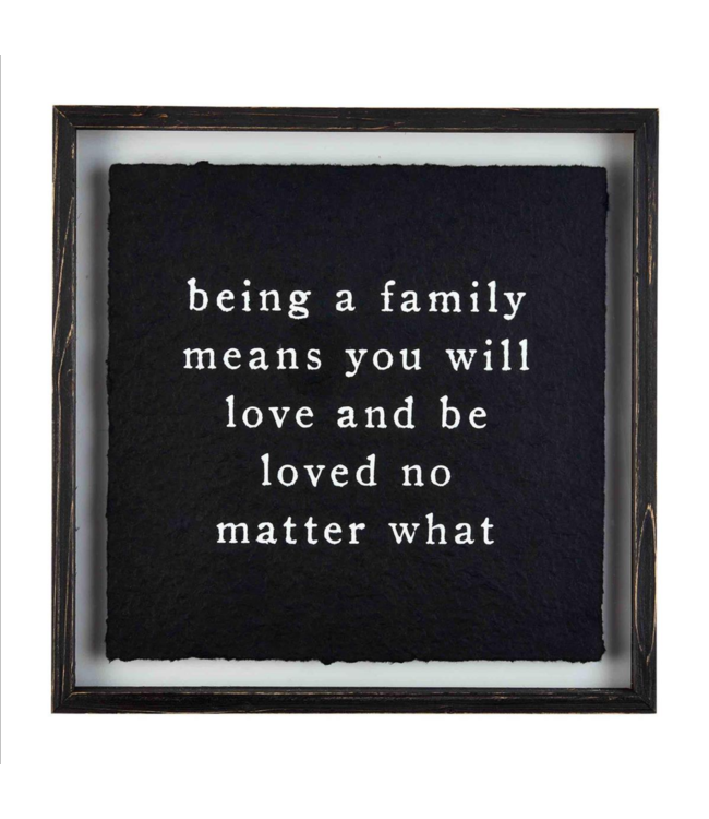 MudPie Being A Family Black Glass Plaque