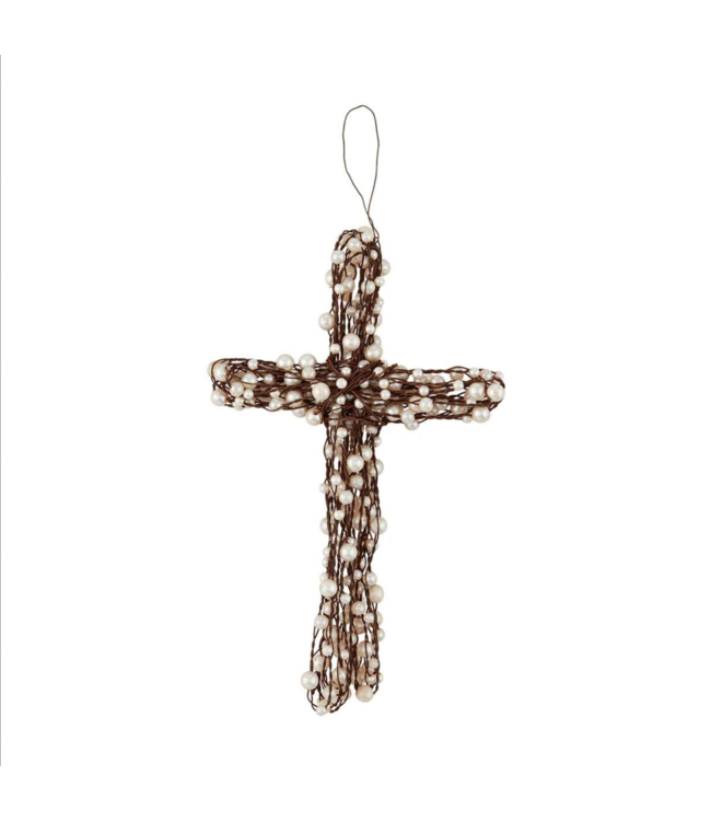 MudPie Pearl Wire Cross- Small