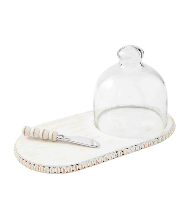 MudPie White Bead Tray & Cloche Set