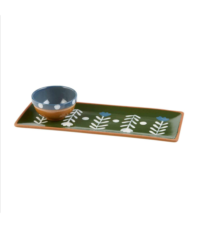 MudPie Dot Floral Tray & Dip Set