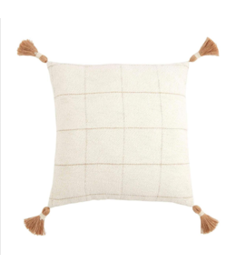 MudPie Woven Check Pillow- Square