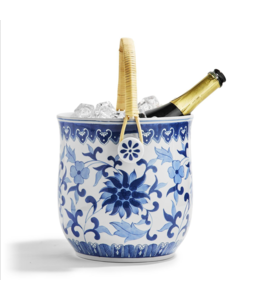 Two's Company Canton Collection Basket with Woven Cane Handle