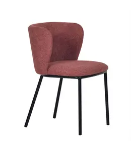 Bloomingville Fabric Upholstered Chair w/ Black Metal Legs, Mulberry Color