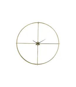 Bloomingville Round Metal Wall Clock, Distressed Gold Finish - 48-3/4"