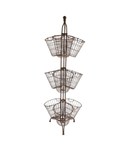 Creative Co-Op 24-1/2" Round x 68"H Metal Stand w/ 9 Wire Baskets, Rust Finish