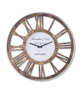 K&K Interiors Modern Wood and Metal Hanging Clock