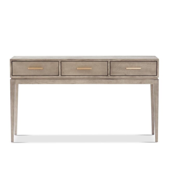 K&K Interiors Natural Wood Console Table w/Gold Fixtures