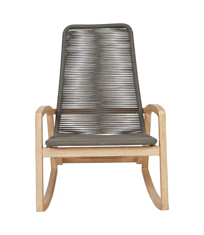 Creative Co-Op Teak Wood and Rope Indoor/Outdoor Rocking Chair