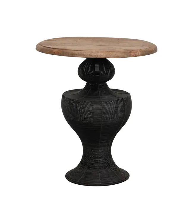 Creative Co-Op Formed Metal Wire & Mango Wood Table, Natural & Black