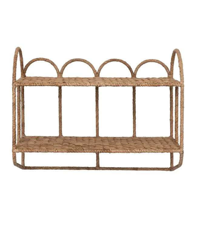 Creative Co-Op Hand-Woven Water Hyacinth & Metal 2-Tier Wall Shelf