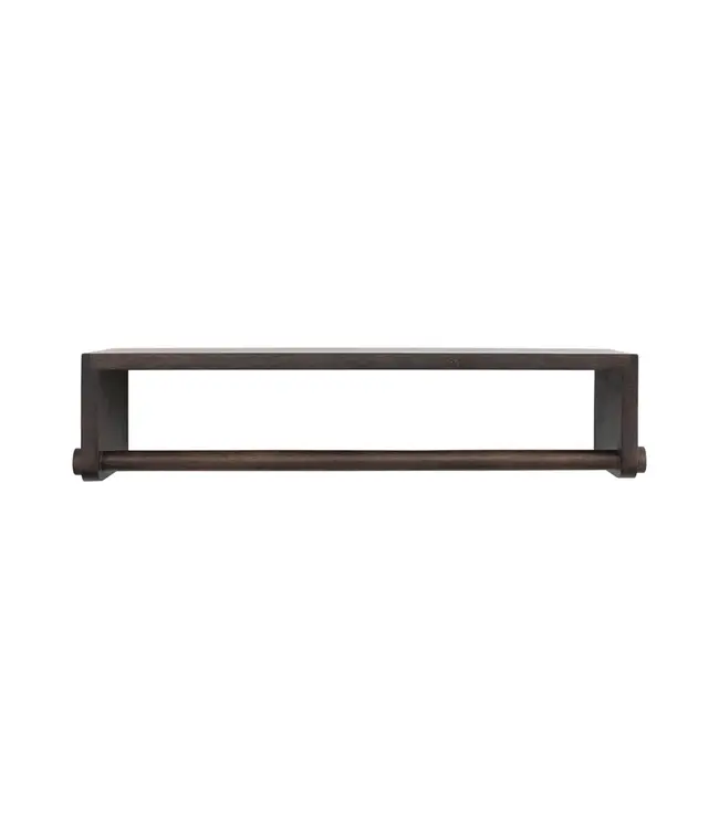 Creative Co-Op Mango Wood Wall Shelf with Rod, Espresso Finish