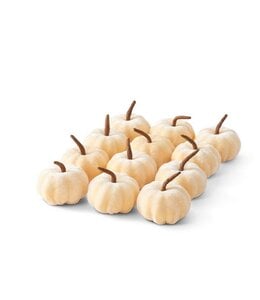 K&K Interiors Cream Velvet Pumpkins- Box of 12