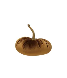 Creative Co-Op Velvet Pumpkin with Resin Stem, Brown