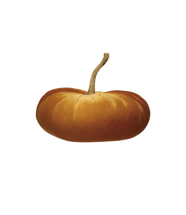 Creative Co-Op Velvet Pumpkin with Resin Stem, Persimmon Color