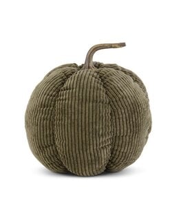 K&K Interiors 8.25 Inch Khaki Green Corduroy Pumpkin