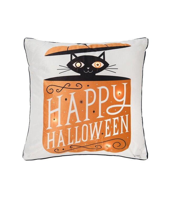 C&F Home Festive Fright Cat LED Pillow