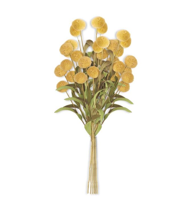 K&K Interiors Yellow Pompom Pick w/Green Eva Leaves Bundle