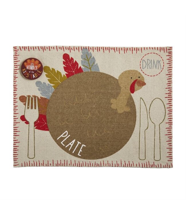 MudPie Turkey Place Mat With Button