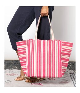 Woven Stripe Pink Carryall Tote