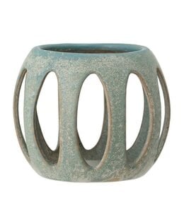 Bloomingville 4" Round x 3.75"H Stoneware Candle Holder, Reactive Glaze, Green