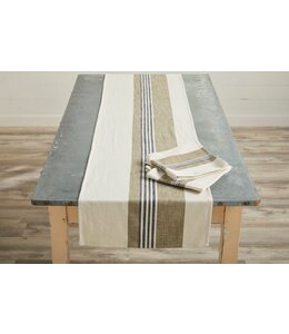 MudPie Cream and Khaki Stripe Table Runner