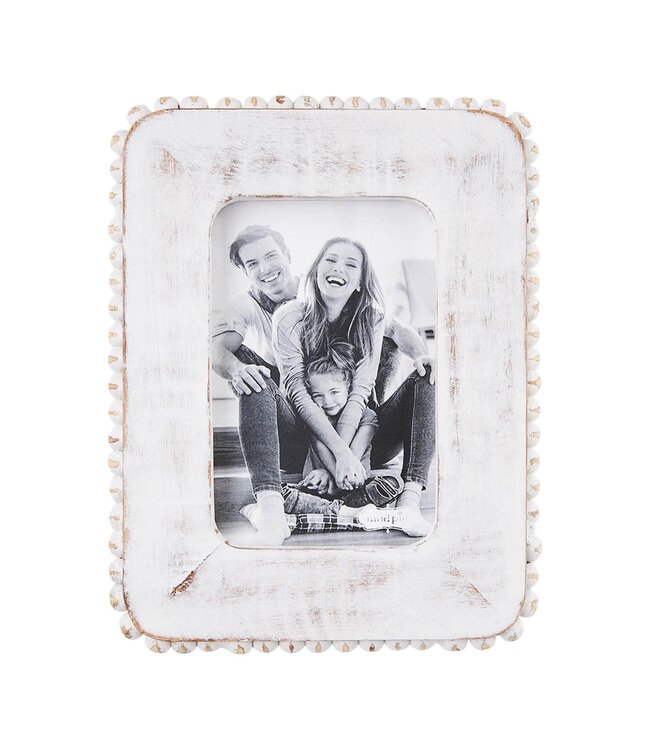 MudPie White Beaded Wood Frame