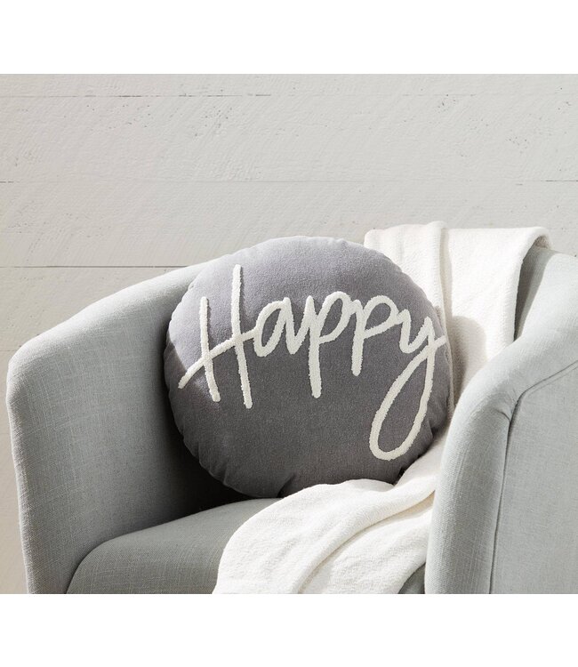 MudPie Happy Round Pillow