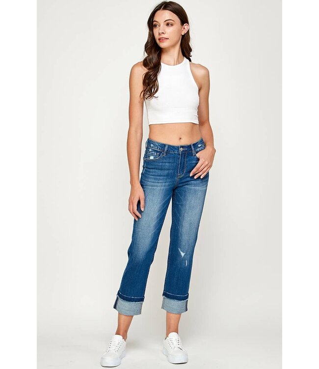 Dark Wash - Mid Rise Straight Jeans