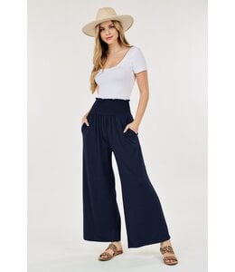 Wide-Leg Elastic Pants with Pockets