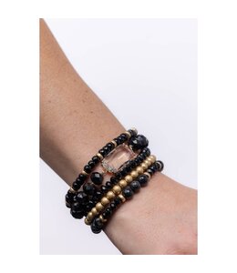 Crystal Beaded Bracelet - Black